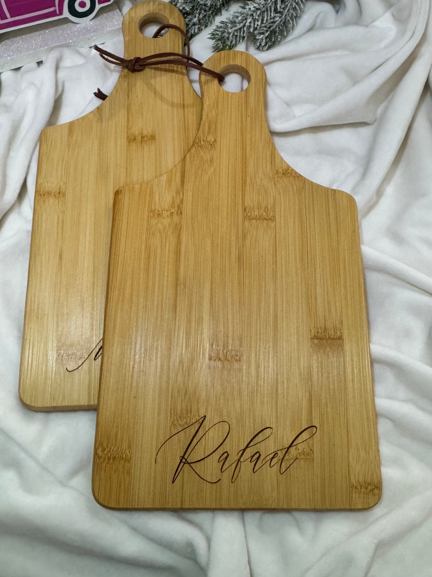 Personalized Bamboo Serving & Cutting Board with Handle