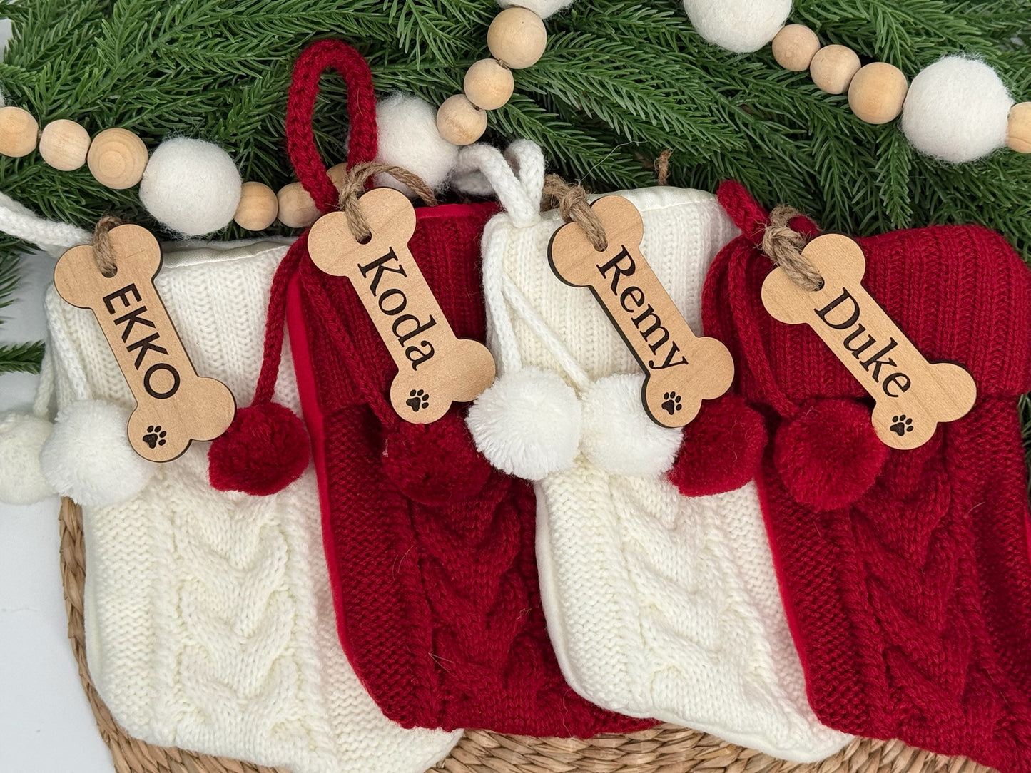 Personalized Wooden Dog Bone Stocking Tag