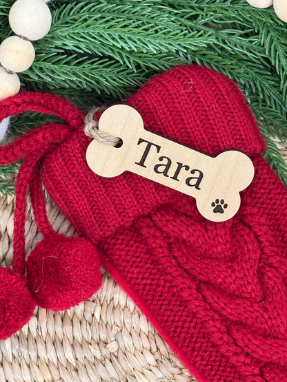 Personalized Wooden Dog Bone Stocking Tag